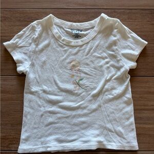 Brandy Melville Cream Tee with Baby and Floral Design